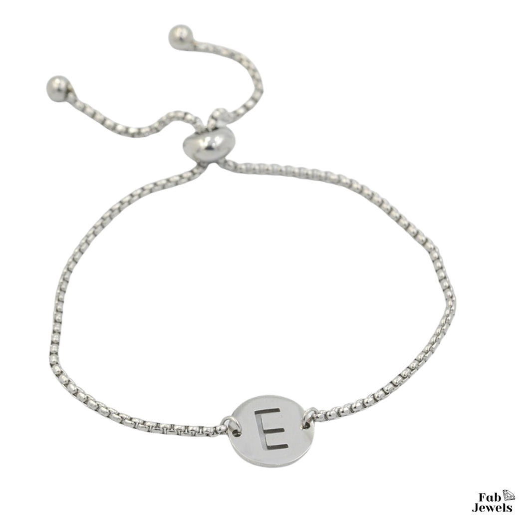 Stainless Steel Yellow Gold Plated Adjustable Bracelet with Personalised Initial