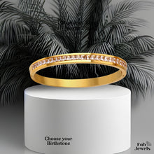 Load image into Gallery viewer, 18ct Gold Plated on Stainless Steel Bangle with Cubic Zirconia