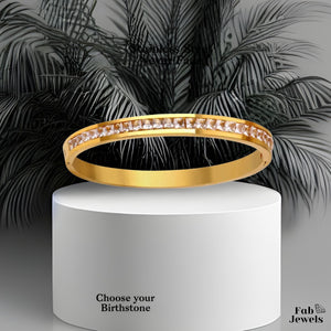 18ct Gold Plated on Stainless Steel Bangle with Cubic Zirconia