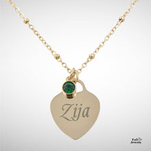Load image into Gallery viewer, Engraved Stainless Steel &#39;Zija ’ Heart Pendant with Personalised Birthstone Inc. Necklace