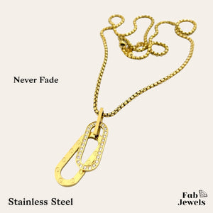 Stainless Steel Yellow Gold Plated Long Necklace