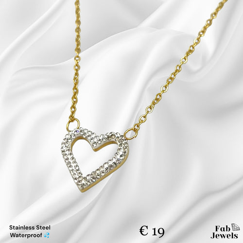 Gold Plated Stainless Steel Necklace with Heart Pendant