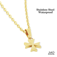 Load image into Gallery viewer, Stainless Steel 316L Yellow Gold Plated Small Maltese Cross 3D Pendant with Necklace