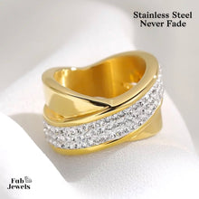 Load image into Gallery viewer, High Quality Stainless Steel 316L Gold Plated Ring with Swarovski Crystals