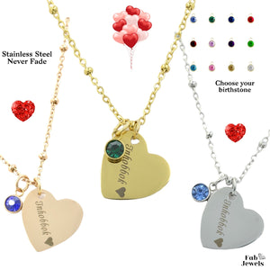 Inhobbok Heart Pendant Personalised Birthstone Inc. Necklace