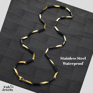 Stainless Steel Stylish Yellow Gold Black Chain Necklace
