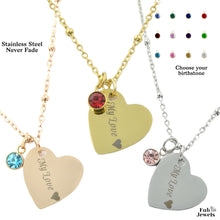 Load image into Gallery viewer, My Love Heart Pendant Personalised Birthstone Inc. Necklace