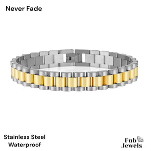 Stainless Steel Silver / 18ct Yellow Gold / Two Tone Men's Bracelet
