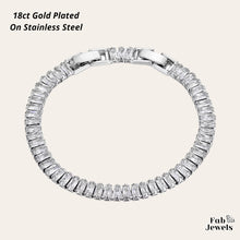 Load image into Gallery viewer, 18ct Yellow Gold Plated Stainless Steel Rectangle Tennis Bracelet