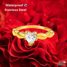 Load image into Gallery viewer, 18ct Gold Plated on Stainless Steel Heart Solitaire Waterproof Ring Never Fade
