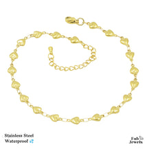 Load image into Gallery viewer, Stainless Steel 316L Heart Anklet Ankle Chain Yellow Gold Silver