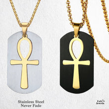 Load image into Gallery viewer, Key of Life Stainless Steel Cross Tag Pendant with Necklsce