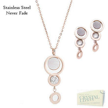 Load image into Gallery viewer, Yellow Gold Rose Gold Stainless Steel Mother of Pearl Crystal Set