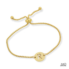 Load image into Gallery viewer, Stainless Steel Yellow Gold Plated Adjustable Bracelet with Personalised Initial