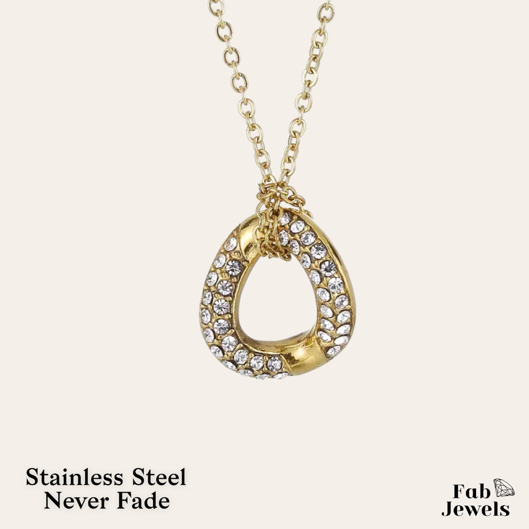 18ct Gold Plated Stainless Steel Necklace Complete with Beautiful Pendant with Cubic Zirconia