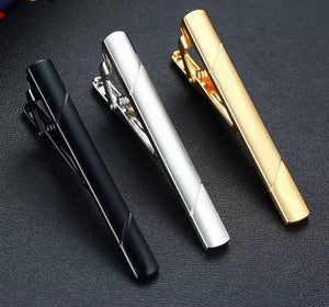 Stainless Steel Yellow Gold Plated, Black Tie Clip