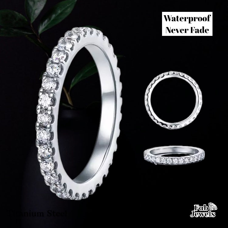 Highest Quality Titanium Steel Full Eternity Ring Waterproof