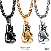 Load image into Gallery viewer, Stainless Steel Boxing Glove Pendant Silver Gold Black Tone with Necklace