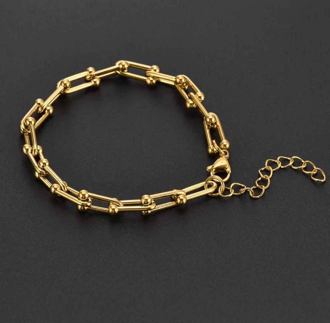 18ct Yellow Gold Plated Stainless Steel  Silver Bracelet