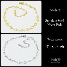 Load image into Gallery viewer, Stainless Steel 316L Heart Anklet Ankle Chain Yellow Gold Silver