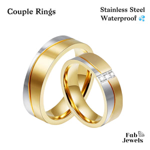Yellow Gold Stunning Stainless 2 Tone Couple Rings His and Hers