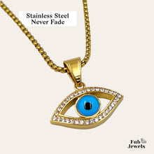 Load image into Gallery viewer, Yellow Gold Plated on S/Steel Evil Eye Protection Pendant with Necklace