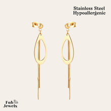 Load image into Gallery viewer, Trendy Long Hypoallergenic Yellow Gold Plated Stainless Steel Earrings