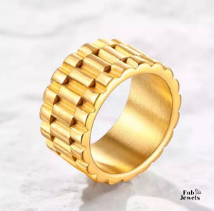 Yellow Gold Plated on Stainless Steel Waterproof Ring