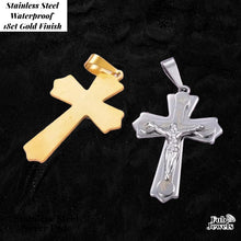 Load image into Gallery viewer, 18ct Gold Plated on Stainless Steel Crucifix Cross Pendant and Necklace
