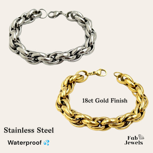 18ct Gold Plated Stainless Steel  Silver Bracelet