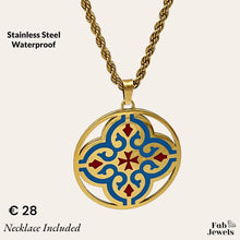 Load image into Gallery viewer, Gold Plated on Stainless Steel Maltese Cross Tile Pendant Including Rope Chain
