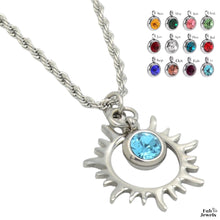 Load image into Gallery viewer, Stainless Steel Rope Chain with Birthstone Sun Pendant