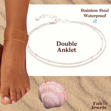 Load image into Gallery viewer, Stainless Steel 316L Ball Chain Double Anklet Rose Gold Yellow Gold Silver