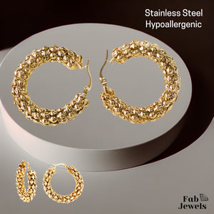 18ct Gold Plated Stainless Steel Hypoallergenic Hoop Earrings