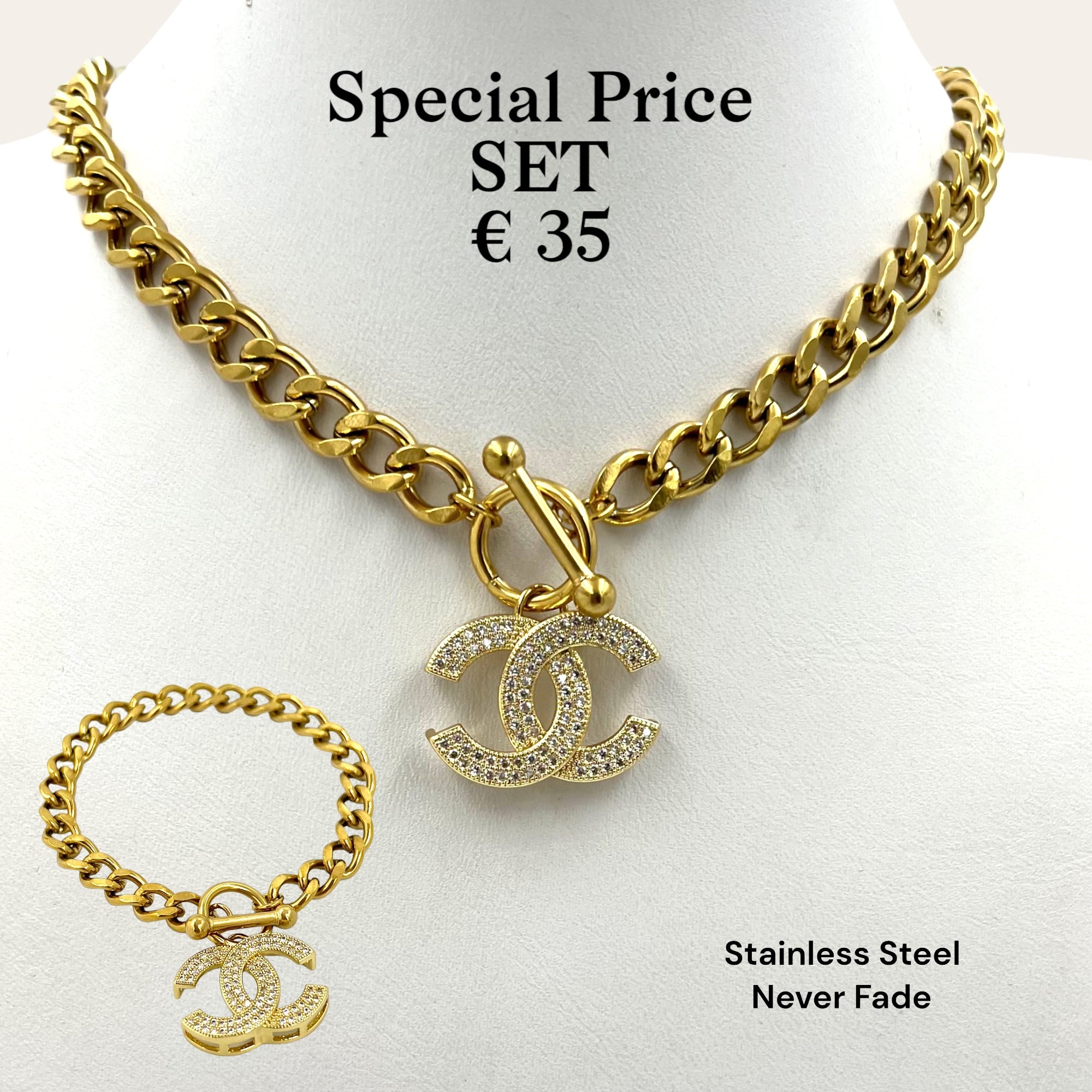 Gold Plated on Stainless Steel Stylish Set Toggle Choker a and