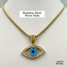 Load image into Gallery viewer, Yellow Gold Plated on S/Steel Evil Eye Protection Pendant with Necklace