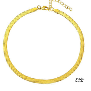 Yellow Gold Plated Choker Flat Necklace