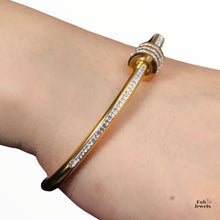 Load image into Gallery viewer, Stainless Steel 18ct Finish Yellow/ Rose Gold Plated Silver Bangle Bracelet