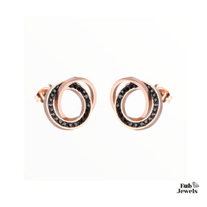 Rose Gold on Stainless Steel Necklace and Matching Earrings