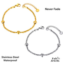 Load image into Gallery viewer, Stainless Steel Yellow Gold / Silver Twisted Bracelet Beads with Extension