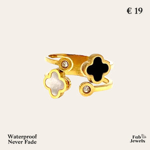 18ct Gold Plated Stainless Steel 316L Clover Flower Ring
