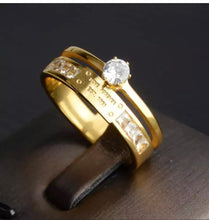 Load image into Gallery viewer, Yellow Gold Plated 2 Layer Ring with Sparkling Crystals