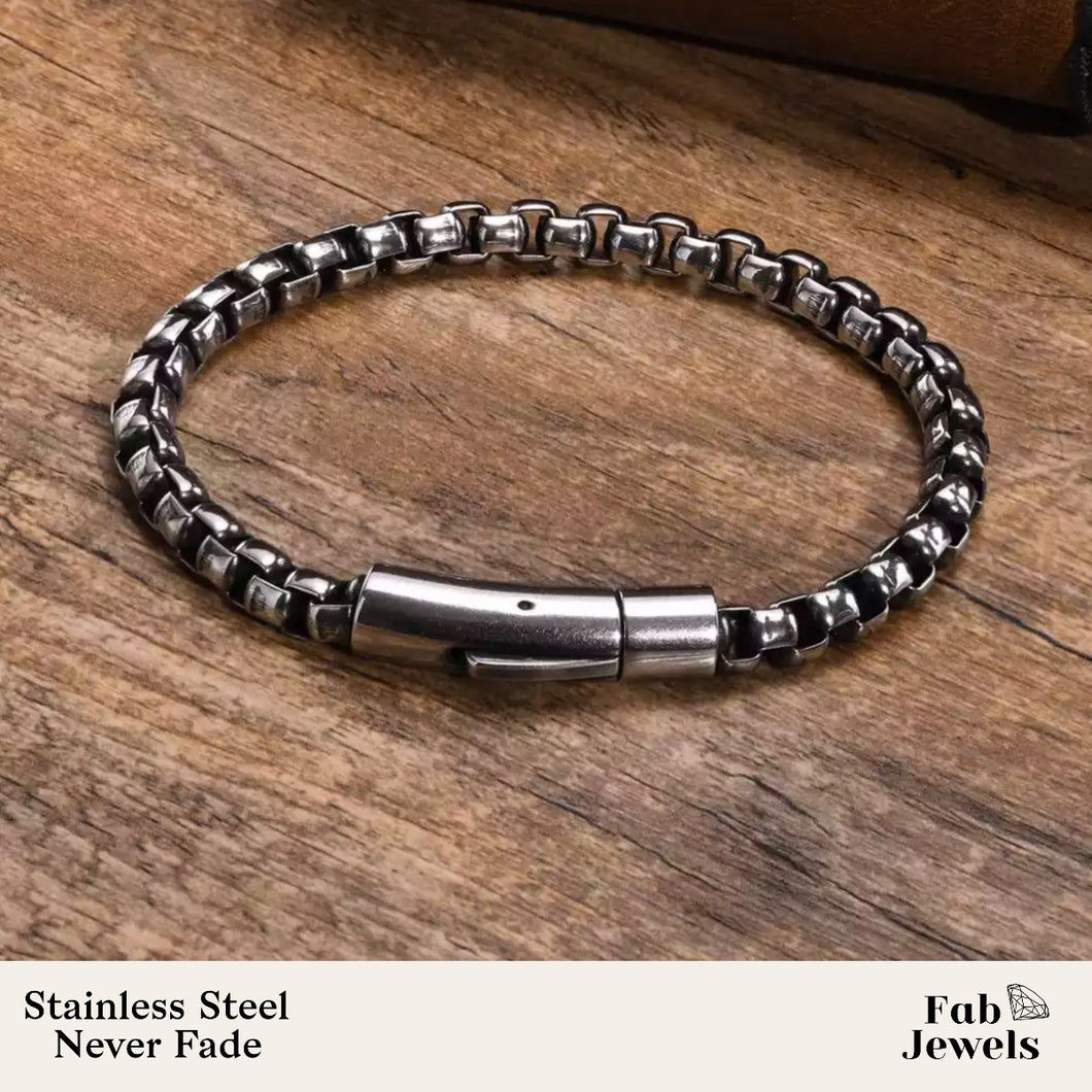 Stainless Steel Gold Plated Black Stylish Waterproof Men’s Bracelet