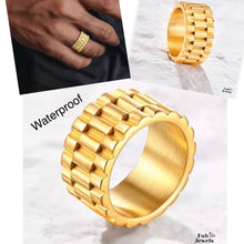 Load image into Gallery viewer, Yellow Gold Plated on Stainless Steel Waterproof Ring