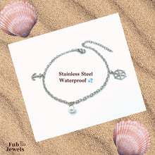 Load image into Gallery viewer, Stainless Steel 316L Anchor Pearl Anklet Yellow Gold White Gold Plated