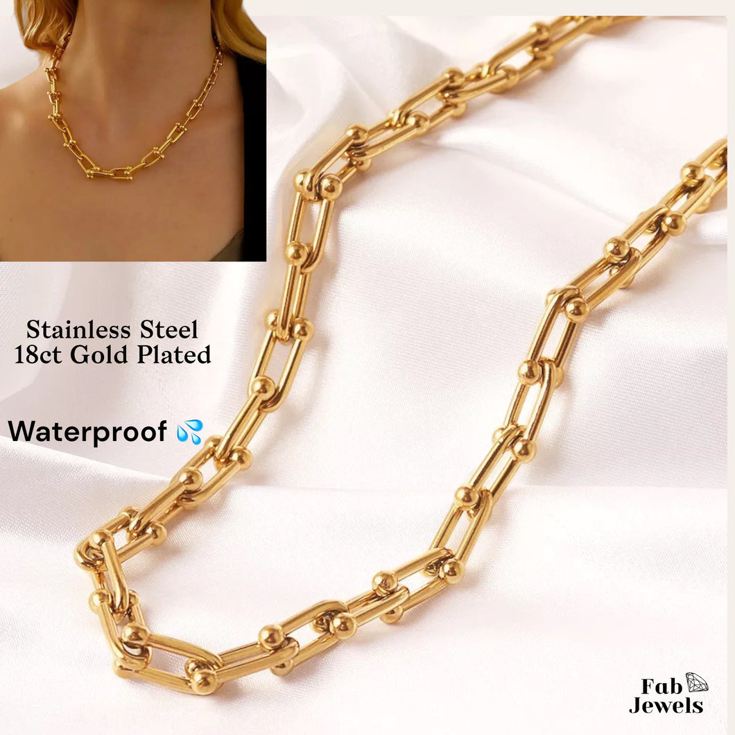 18ct Yellow Gold Plated on Stainless Steel Choker Necklace Waterproof