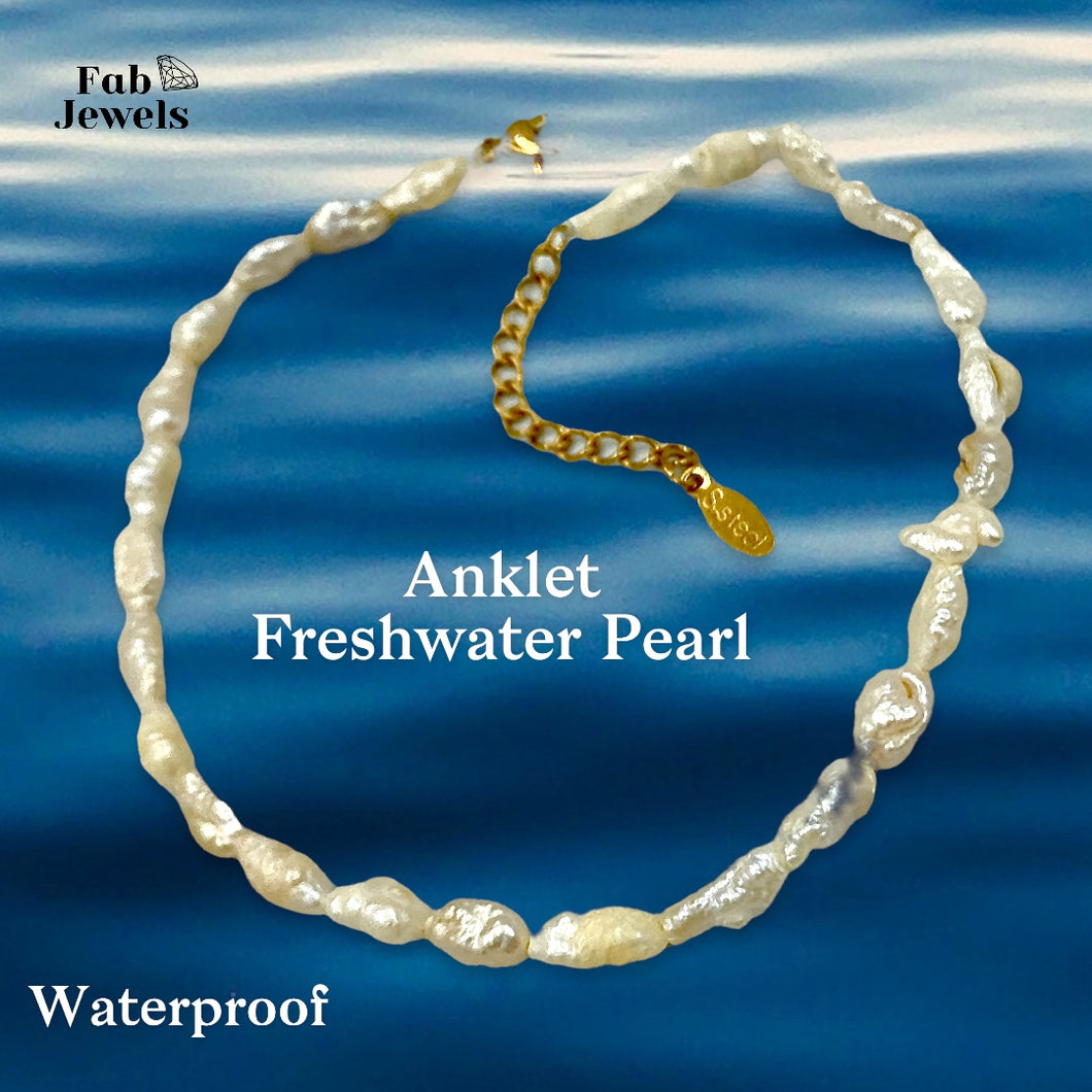 Freshwater Pearl Waterproof Anklet Stainless Steel Extension