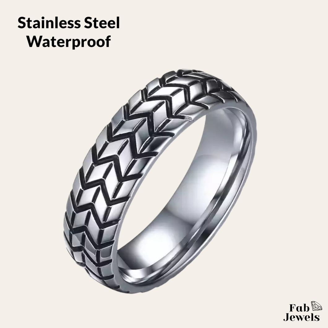 Waterproof Stainless Steel Silver Solid Men’s Ring