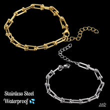 Load image into Gallery viewer, 18ct Yellow Gold Plated Stainless Steel  Silver Bracelet