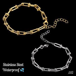 18ct Yellow Gold Plated Stainless Steel  Silver Bracelet